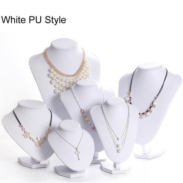 

white pu model bust show exhibitor 6 options gray black white velvet jewelry display necklace pendants mannequin jewelry stand, Pink;blue