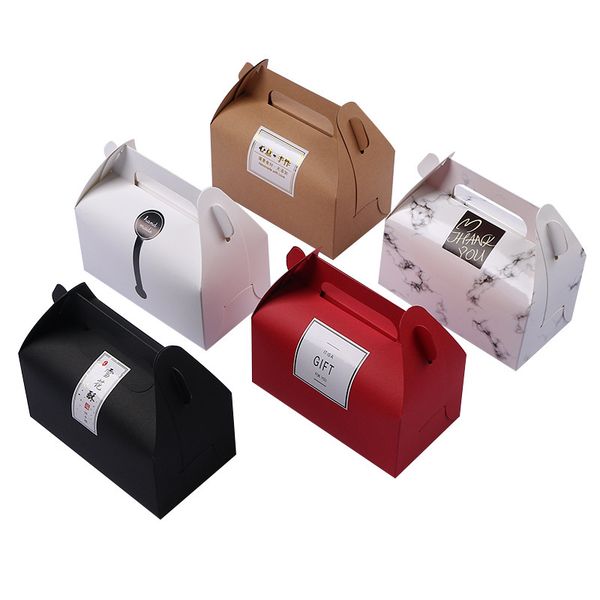 

creative paper baking packing box portable handle pastry box gift mousse box exquisite cake cookie container vt1937