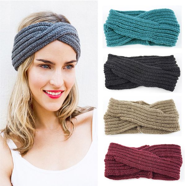

comfortable female twist scrunchy earmuffs 2021knitted ear warmers clip turban headband bandana head bandage hair accessorie