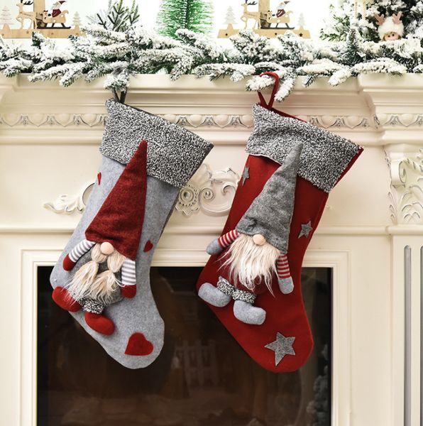 Le ultime dimensioni di 45 cm, calze natalizie, stili di bambole della foresta, decorazioni natalizie, ornamenti per l'albero di Natale, spedizione gratuita