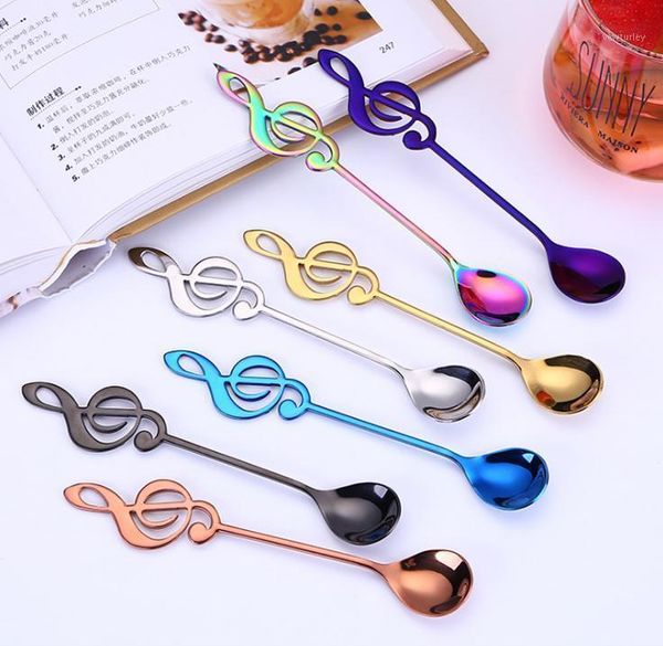 

spoons 120pcs musical note stainless steel creative ice cream dessert coffee spoon tableware sn27181