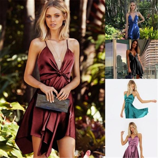 

length sleevelee lace dress ladies irregular sling dresses fashion trend deep v neck loose short skirt designer female casual knee, Black;gray