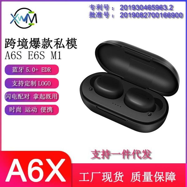 

new style illicit model a6x bluetooth headset bluetooth 5.0 wireless call earbud-style with charging warehouse gift earphones