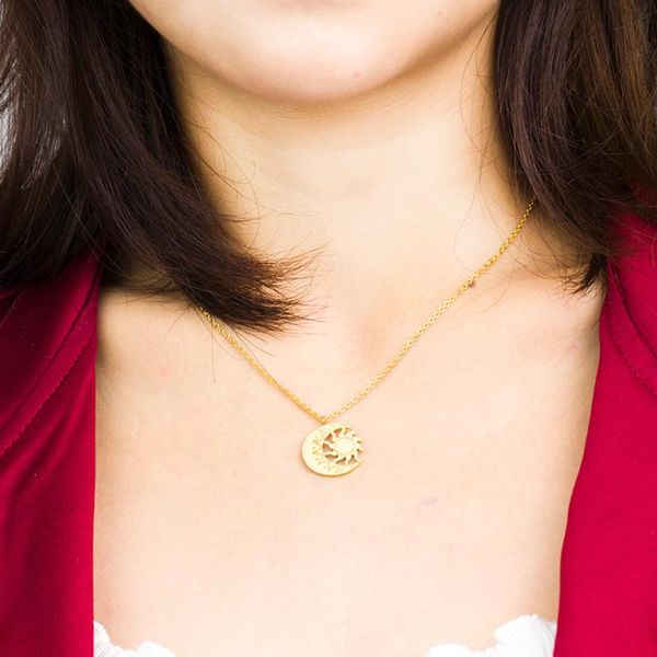 

v привлечь gold sun moon ожерелье из нержавеющей стали choker женщин ювелирные изделия boho crescent collier femme 2020 лучший подарок другу, Silver