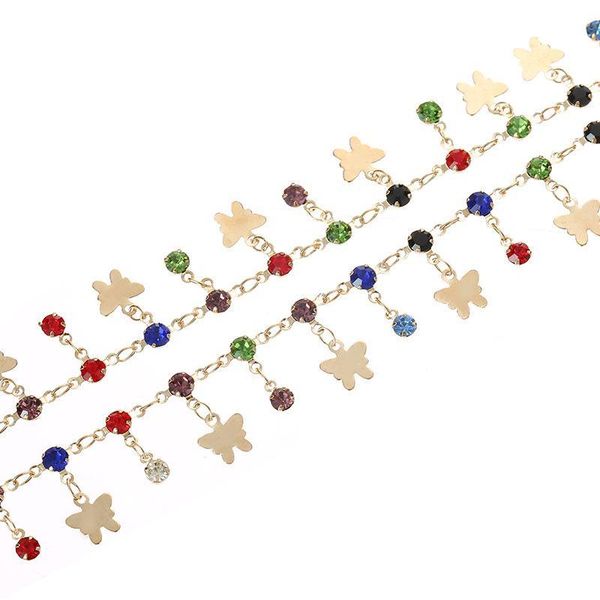 

2020 luxury colorful crystals butterfly charm eyeglasses chain gold color sunglasses accessories halter glasses cord lanyard h bbypex