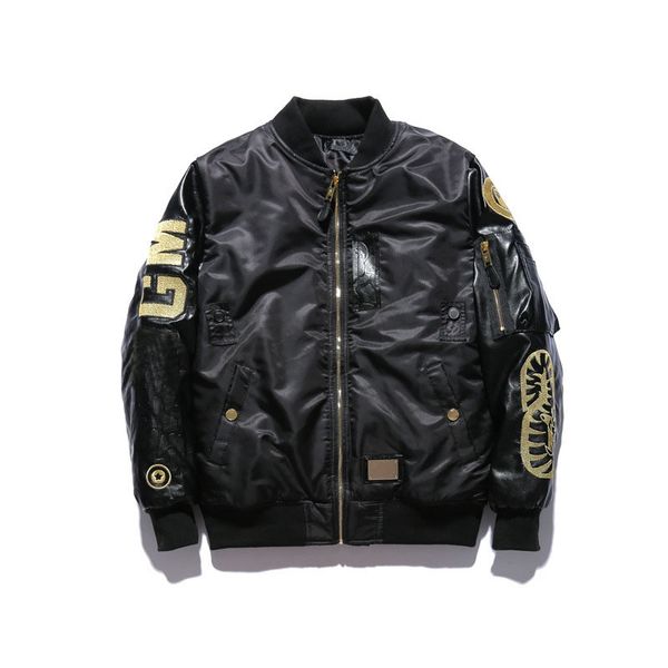 

fahison mens coat 20aw men's clothing outwear hooded jacket embroidery thicken cotton parkas streetwear black size : m-2xl