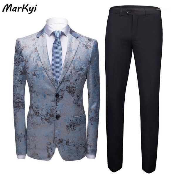 

men's suits & blazers markyi fashion floral print man wedding suit tuxedo plus size mens with pants skinny1, White;black