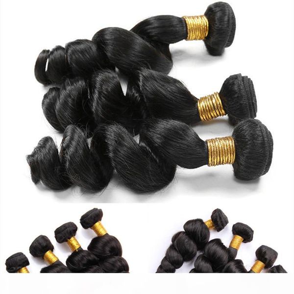 

indian loose wave human hair weaves unprocessed brazilian 3bundles 10-26 inch hair weave, dhl, Black