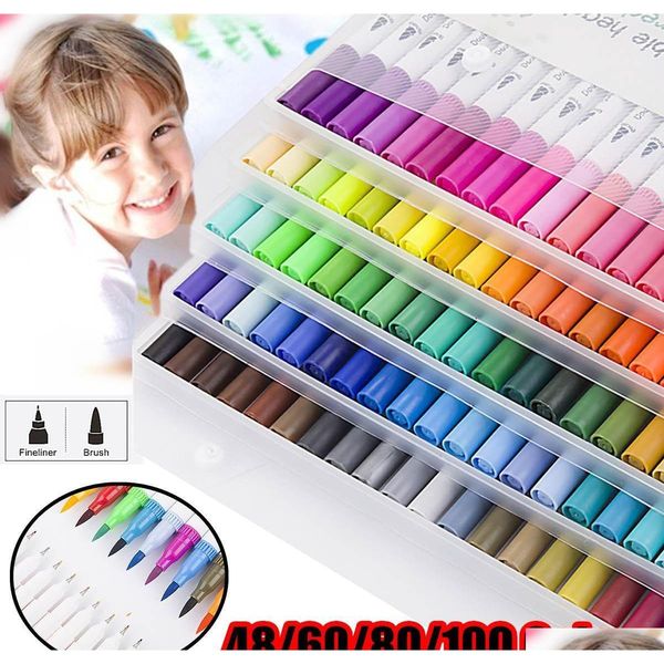 

100 colors dual tip brush color pen art markers pen touchfive copic markers pen watercolor fineliner drawing painting stationery 9j9wj