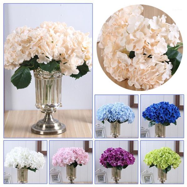 

5 heads artificial hydrangea silk flower bridal bouquet fake flowers diy home wedding birthday party decor decoration1