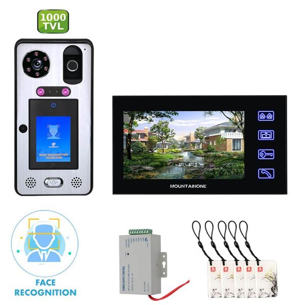 

visual video door phone doorbell intercom system with face recognition fingerprint rfic wired 1000tvl night vision camera 7inch