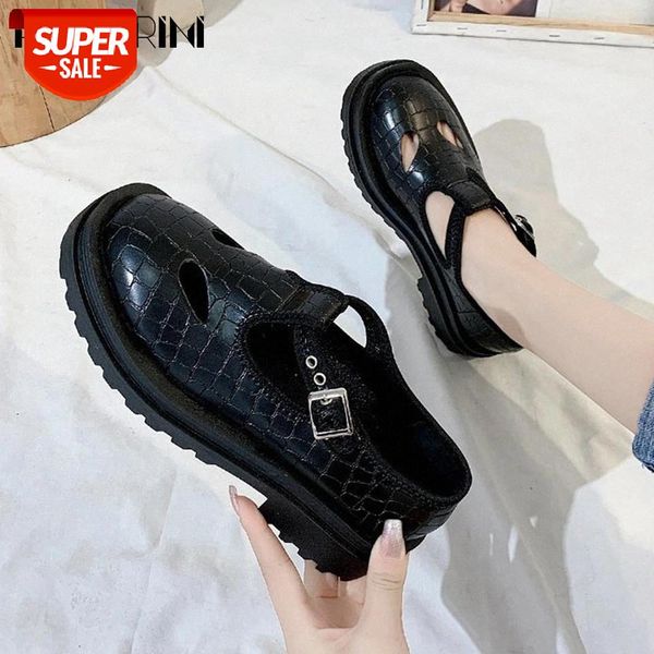 

ribetrini 2021 new arrival girl black buckle platform round toe shoes women pumps chunky heel punk gothic fashion pumps #ua2x