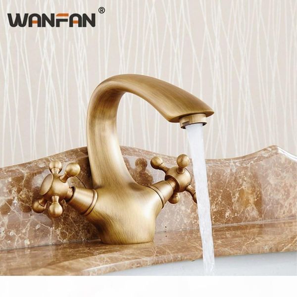 

owofan bathroom basin faucets dual handle antique sink tap deck mounted luxuries european style retro vanity brass taps s79-326
