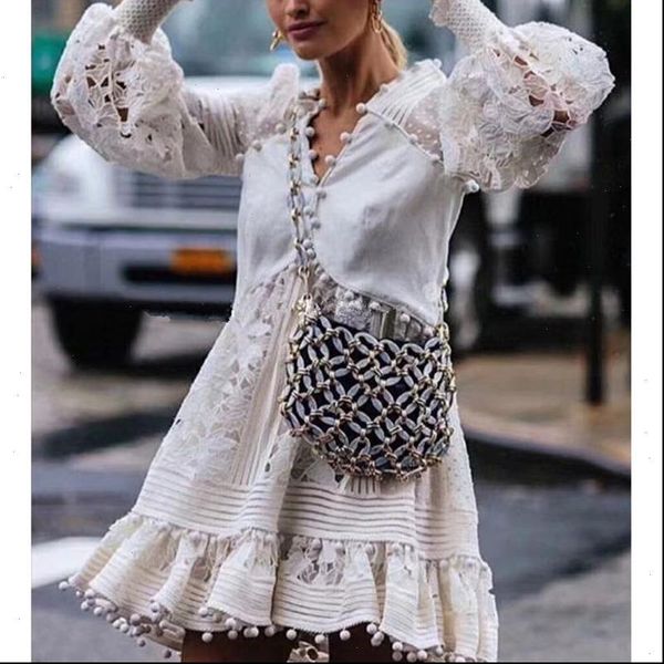 

2021 summer boho women party dress long sleeve white lace short tunic beach dress drop shipping, Black;gray