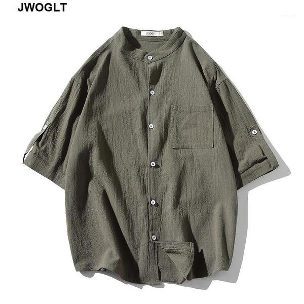 

comfortable and breathable mandarin collar casual shirts summer harajuku button down men black white korean clothing shirts1, White;black