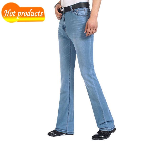 

male 2020 light elastic denim flare brim pants bigger than 26-36 38 40 0msg, Blue