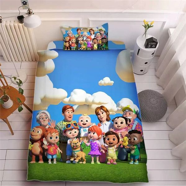 

cocomelon ji 3d printed bed sheet three-piece sets pillow case +bed sheet +quilt cover beddings lovely kids cocomelon supplies ly118a