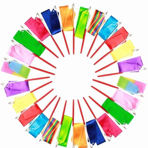 

2m 4m 6m colorful gym ribbons dance ribbon rhythmic art gymnastics ballet streamer twirling rod rainbow stick jllgzj