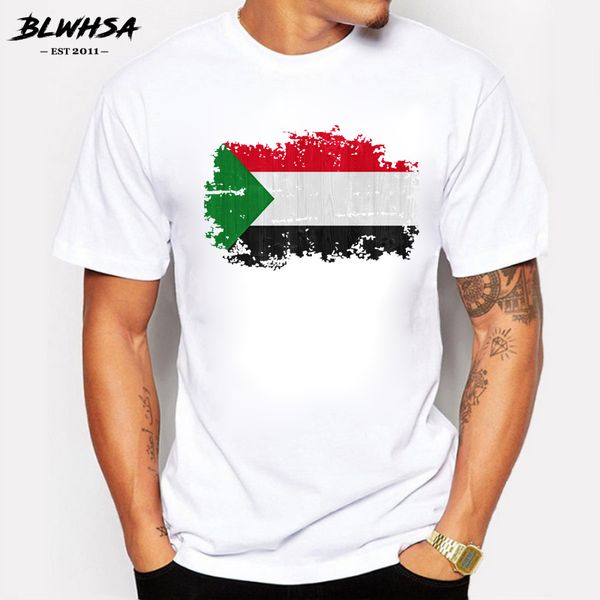 

blwhsa sudan national flag summer casual nostalgic style designs short sleeve men's sudan sport hooded sweatshirt hoodie men t shirt
