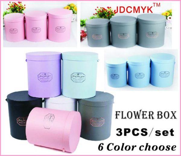 

gift wrap boxes, 3pcs/set flosrist flowers packing round,cardboard boxes wedding party souvenirs 2021 sell six color choose1
