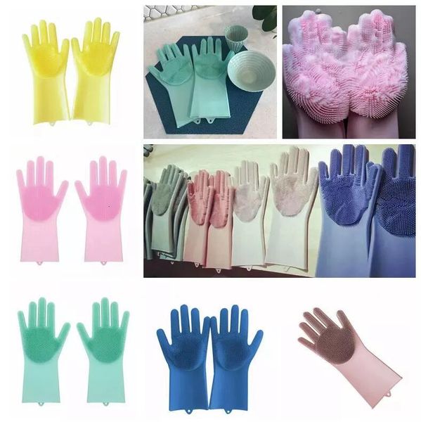 

magic silicone dish cleaning gloves eco-friendly scrubber washing multipurpose glove kitchen bed bathroom tool pet care grooming aaa1161