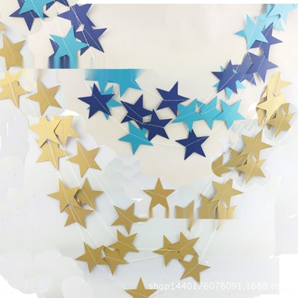 

3mn6h 4 m gold and or five-pointed star flag pulling flag string flower ornaments ornaments hanging ornamentswedding christmas star hanging
