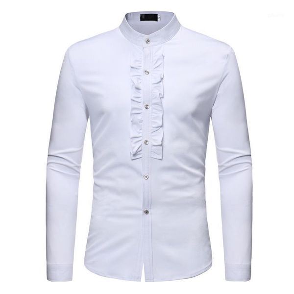 

men's shirts long sleeve stand collar wedding groom evening dinner black white singer dancer host party banquet stage costumes1, White;black