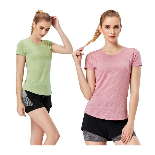 

yoga outfits women tee quick dry badminton training short sleeves mesh workout running fitness compression sports shirts1, White;red