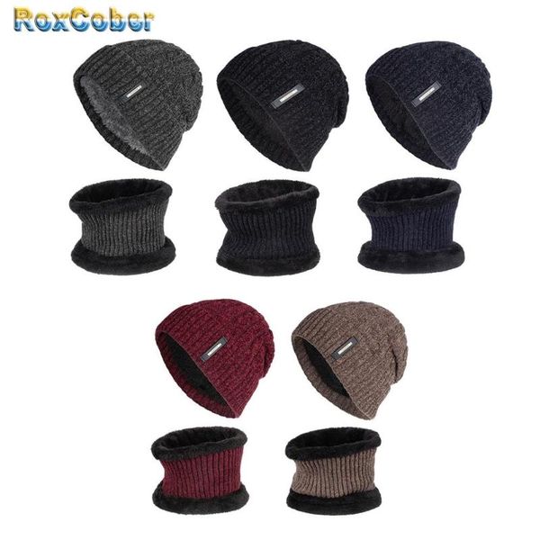 

beanies [roxcober] winter warm hats set skullies hat wool scarf cap balaclava mask gorras bonnet knitted for men women wholesale