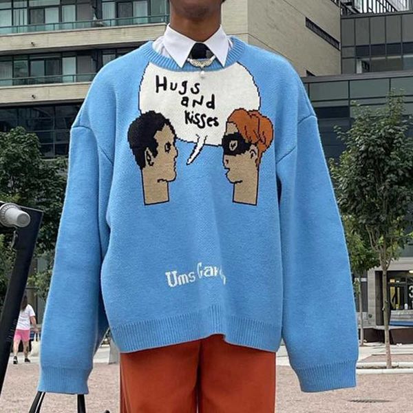 

men's sweaters american lazy style for men women in autumn and winter design sense of minority high street sweater fashion, White;black