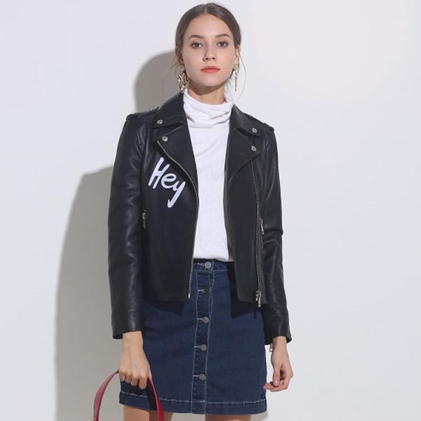 

women pattern printed pu leather jacket faux soft leather black female short coat zipper pu motorcycle ladies street outwear1