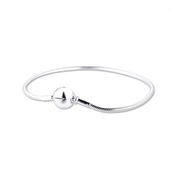

100% 925 sterling silver essence bracelet snake chain charms bracelets for women fits small hole beads jewelry making1, Golden;silver