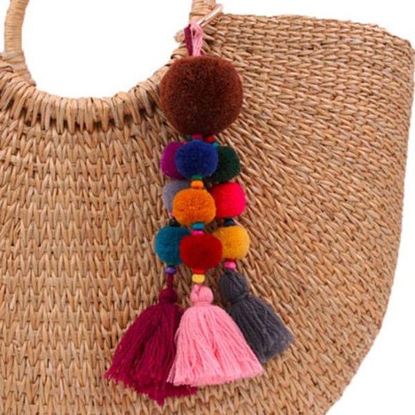 

pom pom кисточкой цепи цепи длиной мешок кулон красочные pom брелок diy висит кулон очарование ювелирных изделий для брелок qh6002 h bbyzuk
