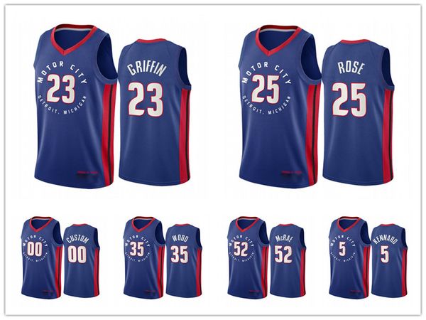 

детройт писторы мужчины nba blake griffin christian wood derrick rose motor city издание вмс баскетбол джерси, Black