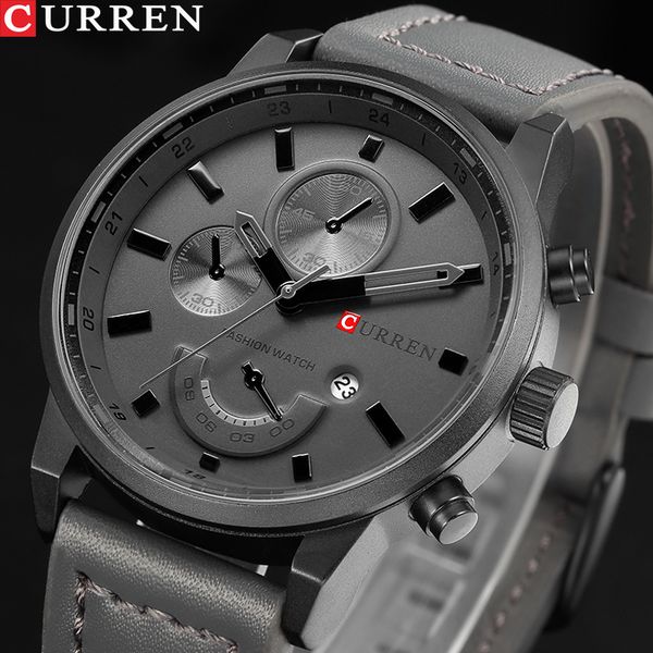 

curren men's casual sport quartz mens watches brand luxury quartz-watch leather military watch wrist male clock drop