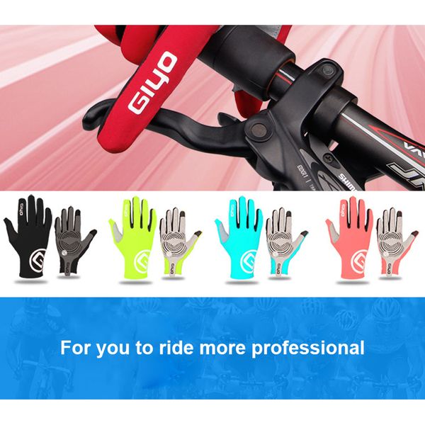 

giyo bicycle touch screen long full fingers gel sports cycling road bike mountain riding racing warm gloves, Blue;gray