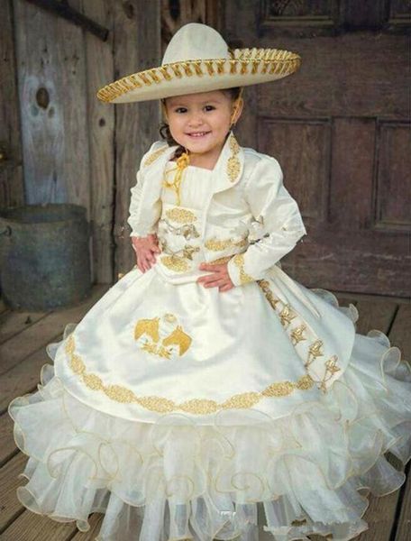

girl's dresses ball gown kids pageant with jacket embriodery flower girls ruffles skirt vestidos de cÃ³ctel, Red;yellow
