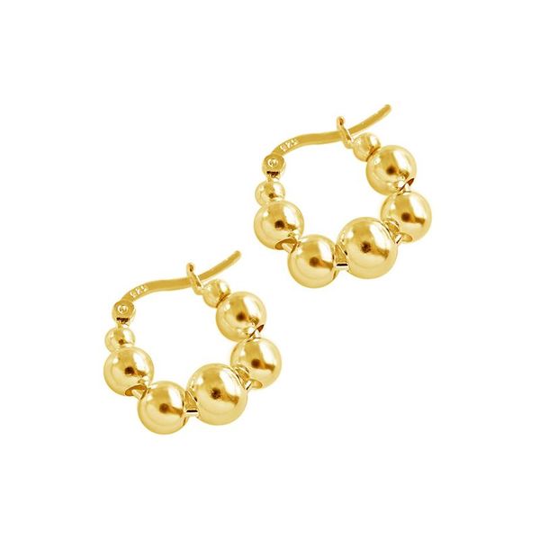 

Real 925 Sterling Silver Bead Stacked Stud Earrings For Fashion Women Party Fine Jewelry Hiphop Minimalist Accessories, Golden;silver