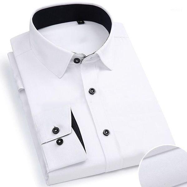 

plus large size 8xl 7xl men's fashion casual long sleeved shirt slim fit male social business dress shirt brand men clothing1, White;black