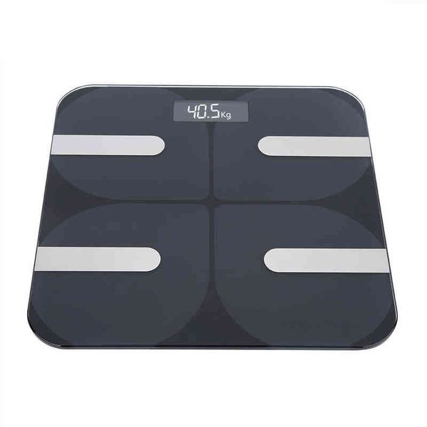 180kg Digital LCD Domicílio Smart Body Body Scale Eletrônico Escala de Peso Preto Para Apoio Home Suporte 13 Línguas Mobile App Link H1229