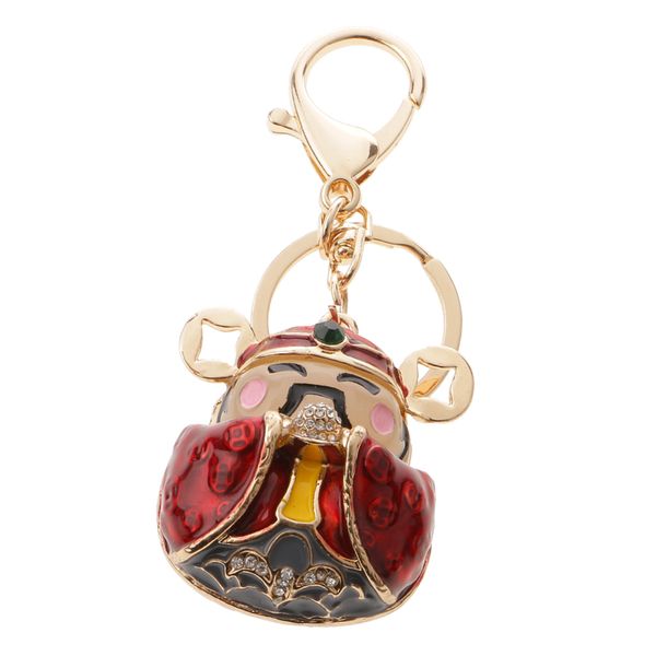 

charm pendant key chain ring keychain keyring purse bag hanging accessories god of wealth, White