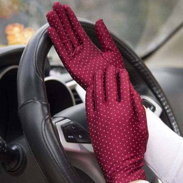 

new 1pair dots women sunscreen gloves summer spring spandex gloves short driving glove high elastic thin etiquette glove h qylsqi, White
