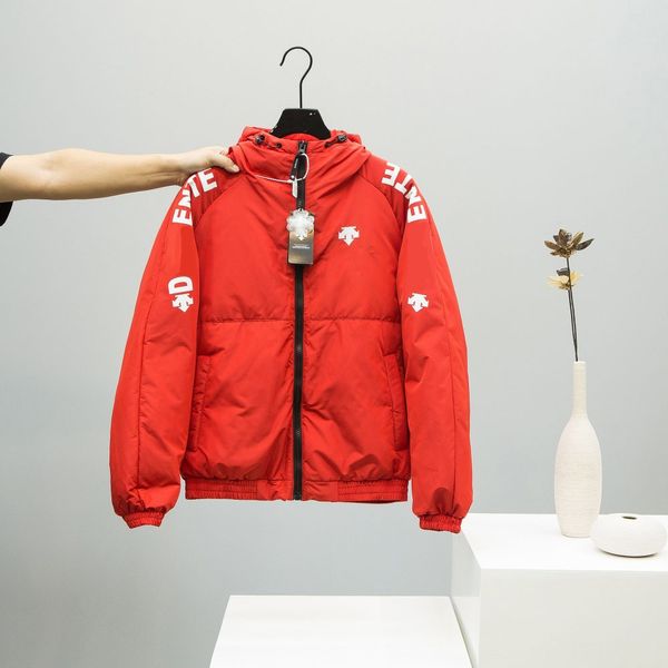 

womens/mens down coat fashion letters on sleeves thick jackets winter hooded parkas with arrow pattern 2 colors unisex, Black