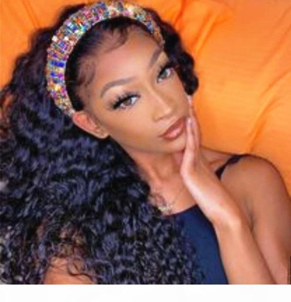 

jerry curly human hair half wig for black women brazilian hair glueless non lace front 3 4 head wigs clip in hair exte, Black;brown