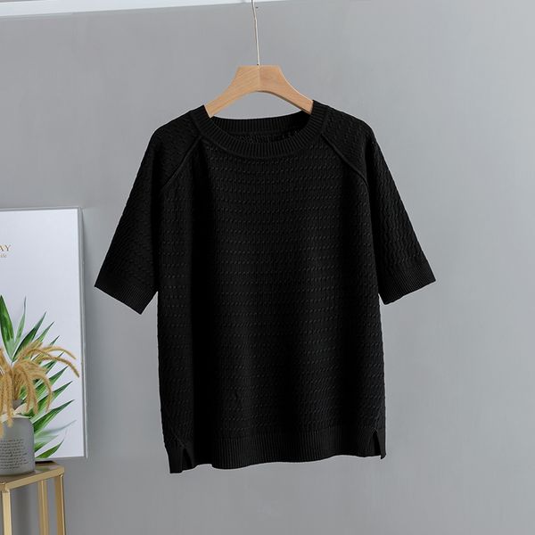 

2021 new spring autumn knitted women half sleeves loose casual jumper o neck female sweater ph3f, White;black