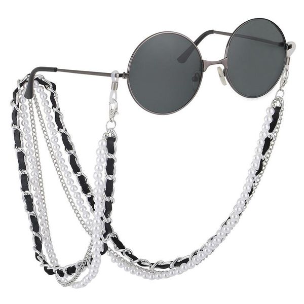 

sunglasses frames fashion pearl 3 layers eyeglasses chain mask chains for women retro lanyards eyewear holder neck strap drop, Silver
