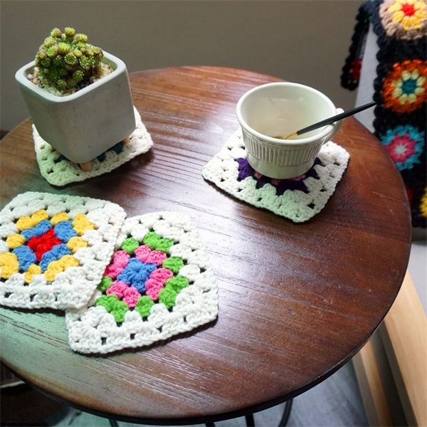

handmade original 12cm placemat crochet coaster handmade cup mat p props placemat decorative mat 20pcs/lot c1212