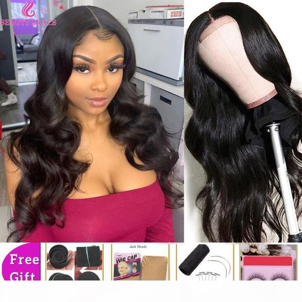 

beauty grace 4x4 human hair wig body wave lace closure wig density 150% peruvian remy hair lace 10-26 inches pre-prelucked, Black;brown
