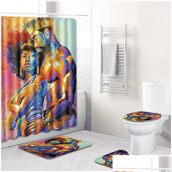 

the african shower curtain 4pcs bathroom rug sets women and men bath mat anti slip toilet mat carpet for home qyltrw garden2010