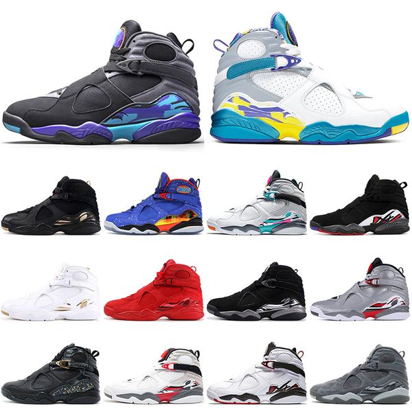 

wholesale 2021 fashion basketball shoes white black aqua mens womens sport jumpman 8 8s chrome south beach playoff trainers sneakers, White;red